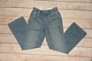 NWT LANDS' END BOYS 14 MEDIUM WASH DISTRESSED ELASTIC WAIST BOOTCUT DENIM JEANS - Picture 1 of 11