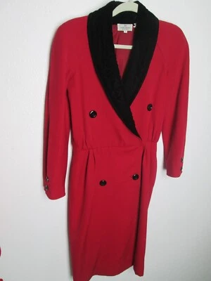 Abrigo de Vestido Boutique Valentino Rojo Lana Terciopelo Cuello Casa Falda talla 6 Bata Foto 1 de 4