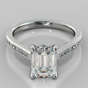 3.56 Ct Emerald Moissanite Engagement Wedding Band Set 14K Solid White Gold 6 7 - Picture 1 of 8