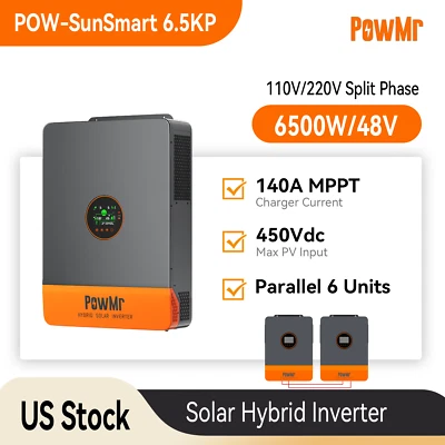POWMR 6500W 48V Solar Hybrid Inverter 120/240V Split Phase 140AMPPT ChargerController