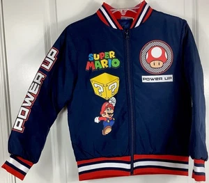 Super Mario Brothers Bomber Jacket Boys Size 8 Blue NWOT - Picture 1 of 4