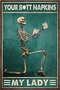 Skull Metal Tin Sign Skull And Toilet Paper Funny Poster Cafe Living Room Kit... - Picture 1 of 3