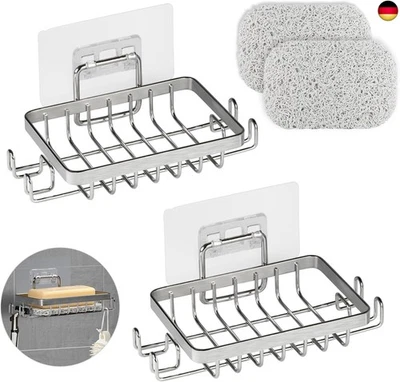 2 Stück 304 Edelstahl Seifenhalter Dusche, Seifenschale Wandmontage ohne  - Bild 1 von 4