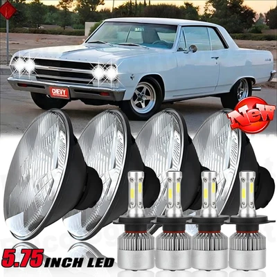 4 peças 5 3/4" 5.75 faróis LED HI/LO para Oldsmobile 442 98 F85 Cutlass 4X branco - Imagem 1 de 4