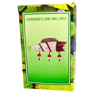 Gancio da Parete Targa Pescatori Esca Legno e Metallo Stile Rapala Bobbers 10" 2007 Nuovo - Foto 1 di 10