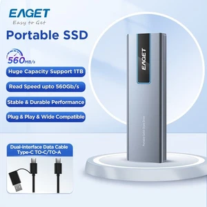 EAGET 1TB Portable SSD 560MB/s USB 3.2 PSSD Gaming External Solid State Drive - Picture 1 of 10