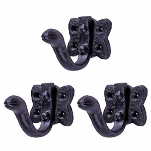 Cast Iron Coat Hook Elephant Trunk Rustic Wall Hung Design set of 3 - Picture 1 of 2
