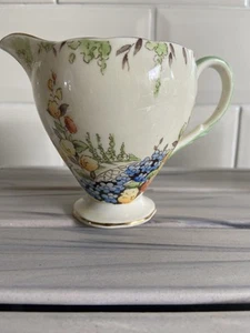 Vintage Foley Milk Jug Creamer Art Deco Bone China Floral Forget-me-not - Picture 1 of 6