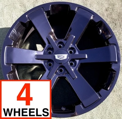 4 Cadillac Escalade 22 inch Black Wheels ESV EXT OEM Factory GM Style 1999-2020 - Image 1 of 4