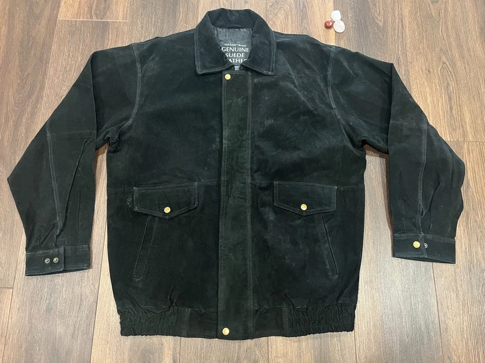 Chaqueta Maxam Brand talla 2X para hombre negra de gamuza genuina con cremallera completa  Foto 1 de 4