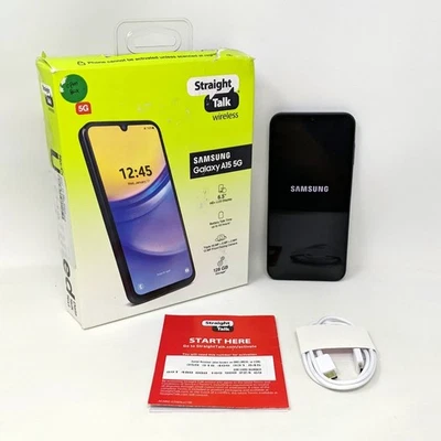 OB Straight Talk Samsung Galaxy A15 5G 128GB, 4GB RAM Prepaid Phone - Blue Black - Image 1 of 4