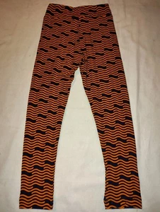 LuLaRoe Leggings Kids S/M NWOT Orange Black Rock N Roll 1980s Pattern NEW OS - Picture 1 of 3