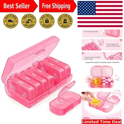 XL Weekly Pill Organizer 2x Daily with Easy Open Design - Light Pink - Image 1 of 4