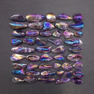 Titanium Rainbow Aura Angel Natural Amethyst Crystal Chips Healing Decorat 49Pcs - Picture 1 of 7