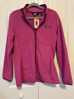 NWT Lands' End Grid Fleece Full Zip Up Jacket Pink Women’s Size Medium (10-12) - Image 1 of 4