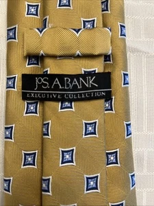 Jos. A Bank Executive Collection Neck Tie Geometric 59 X 3.25 Gold Blue Diamonds - Picture 1 of 6