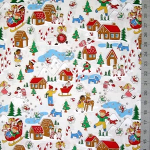 Christmas Fabric - Candy Cane Lane 30s Vintage Repro Scene - Windham YARD - Picture 1 of 1