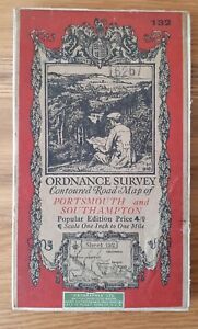 Ordnance Survey one inch Popular Edn map, 132, Portsmouth & Southampton . 1919