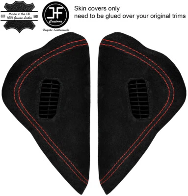 RED STITCH 2X END DASH SIDE TRIM SUEDE COVER FITS NISSAN GT-R GTR R35 09-17 - Image 1 of 3