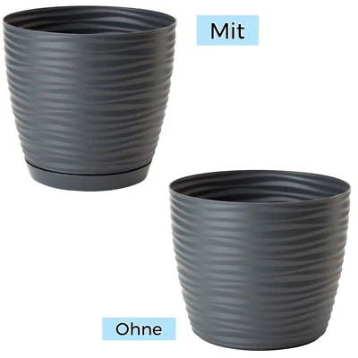 Übertopf Wellen Elegant Rund Blumentopf mit/ohne Untersetzer (3 Farben;7 Größen) - Bild 1 von 4