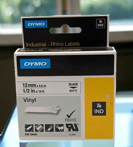 Genuine DYMO Rhino 18444 Industrial Vinyl Label Tape 1/2" x 18' - Picture 1 of 4