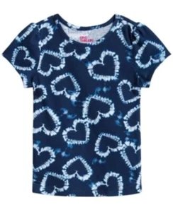 Epic Threads Girls Size 5 T-Shirt Short Sleeve Heart Print Crew Neck Blue - Picture 1 of 9