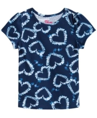 Epic Threads Girls Size 5 T-Shirt Short Sleeve Heart Print Crew Neck Blue - Image 1 of 4