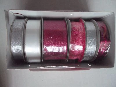 6 катушек Christmas Bulk Premium Праздничная лента 150 футов Розовая Щепка Белая Металлик - Изображение 1 из 4