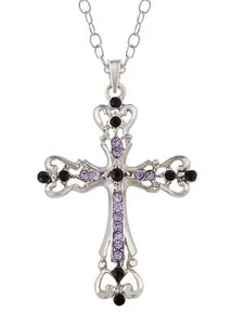 Celtic Shiny Crystal Rhinestone Cross Pendant Necklace - Picture 1 of 32