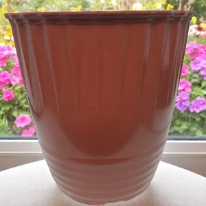 Pack de 2 macetas grandes redondas de jardín 14" de ladrillo marrón 23L bañera exterior - Imagen 1 de 10