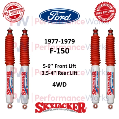 Juego Amortiguadores Skyjacker 5-6" Elevador Delantero y 3.5-4" Trasero Para Ford F-150 1977-1979 4x4 Foto 1 de 4