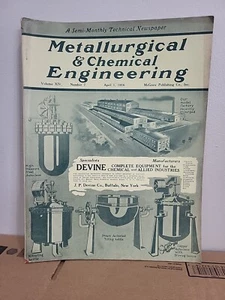 1916 Metallurgical & Chemical Engineering Magazine April 1, Wood Flour, Hydrogen - Foto 1 di 10