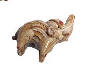 Lot Of 5 Glass Elephant Beads Brown With Red Eyes Approx. 1" X .8" - Picture 1 of 5