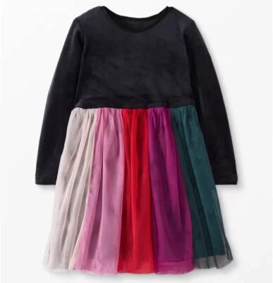NUEVO Vestido Hanna Andersson Niña Manga Larga Terciopelo en Tul Suave 10 140cm Foto 1 de 4