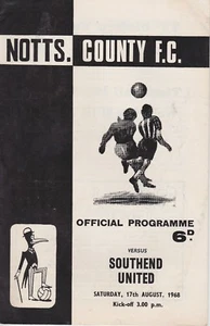 NOTTS COUNTY v SOUTHEND UNITED ~ 17 AUGUST 1968 ~ FOOTBALL PROGRAMME - Imagen 1 de 1