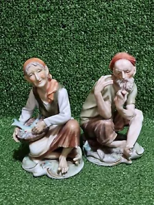¿Lippy & Mann vintage? Par de adornos de figuras de cerámica de pescadores marcados 'extranjeros' - Imagen 1 de 17