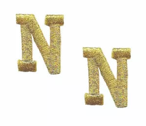 Gold Block Buchstabe N Patch bestickt Ausschnitt zum Aufbügeln Aufnähen (1 Zoll) Menge 2 - Bild 1 von 2