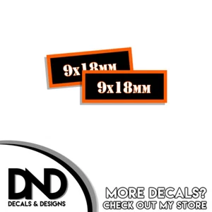 9x18mm Decal Can Gun Ammunition Box Firearm Orange Sticker OR - 2 Pack - Picture 1 of 3