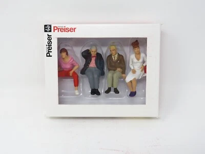 Preiser G 45121 Seated Train Passengers Travelers City Park People Figure Set - Image 1 of 4
