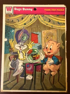 Vintage 1973 Whitman 12 Piece Frame Puzzle Bugs Bunny Porky Pig Warner Brothers - Picture 1 of 6