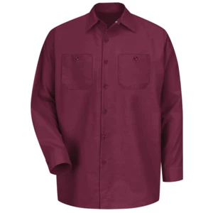 $22 RED KAP Long Sleeve Industrial Work Shirt SP14 | Burgundy | Large Long - Picture 1 of 8