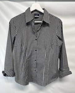 DCC Women's Gingham Shirt Collared Black & White Long Sleeve Stretch S - Picture 1 of 6