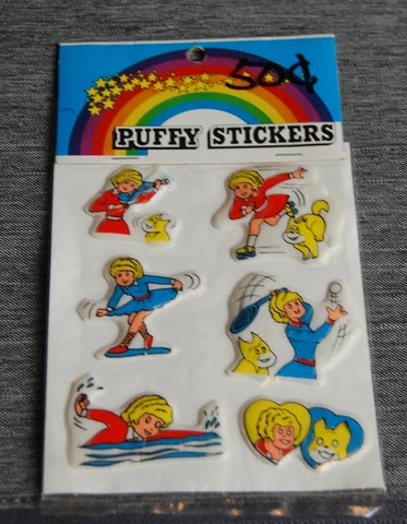 Vintage 1980s Annie Knock Off Puffy Stickers Little Orphan Annie NOS Cover