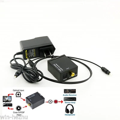 3.5mm Digital Toslink Optical Coaxial to Analog RCA L/R Audio Converter Adapter - Image 1 of 4