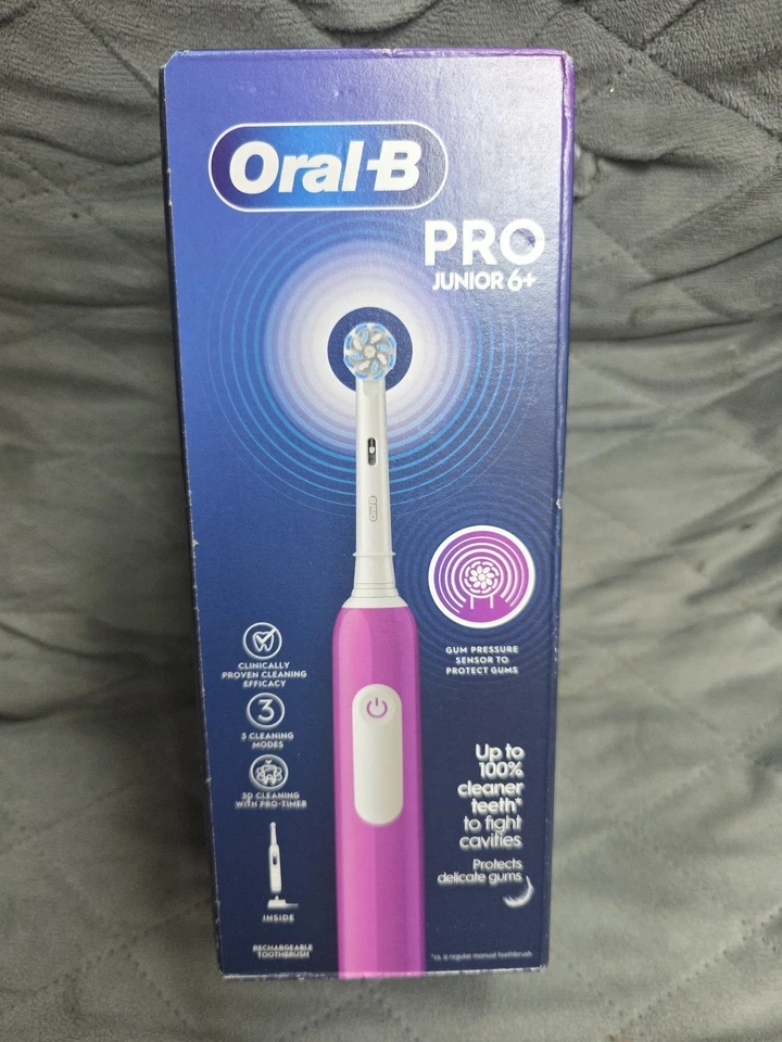Kids Electric Toothbrush Oral-B Pro Junior Toothbrushes Sensitive Age 6+ Purple - Image 1 of 1