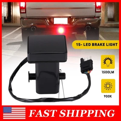 Cubierta de receptor de enganche de remolque de 2"" lente ahumada 15 luces de freno LED ROJAS Foto 1 de 4