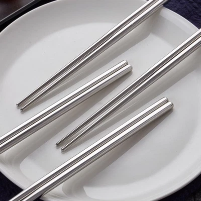 5 paia di bacchette quadrate in acciaio inossidabile (argento) - Immagine 1 di 4