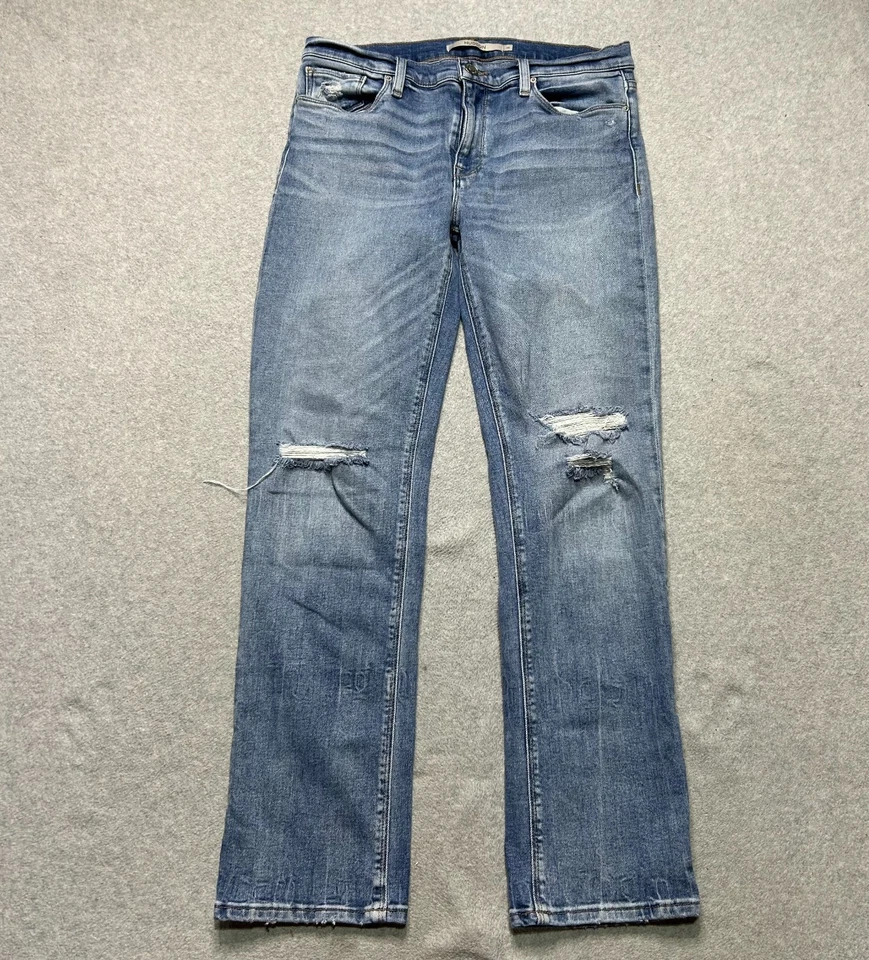 Jeans Hudson para mujer 30 Nico pierna recta elásticos desgastados lavado claro denim Foto 1 de 4