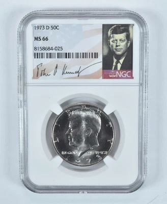 Medio dólar Kennedy 1973-D MS66 NGC etiqueta especial Foto 1 de 4