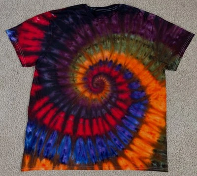 Camiseta Hecha a Mano Ice Tie Dye XL Hombres Mujeres Algodón Suave Azul Naranja Espiral Foto 1 de 3